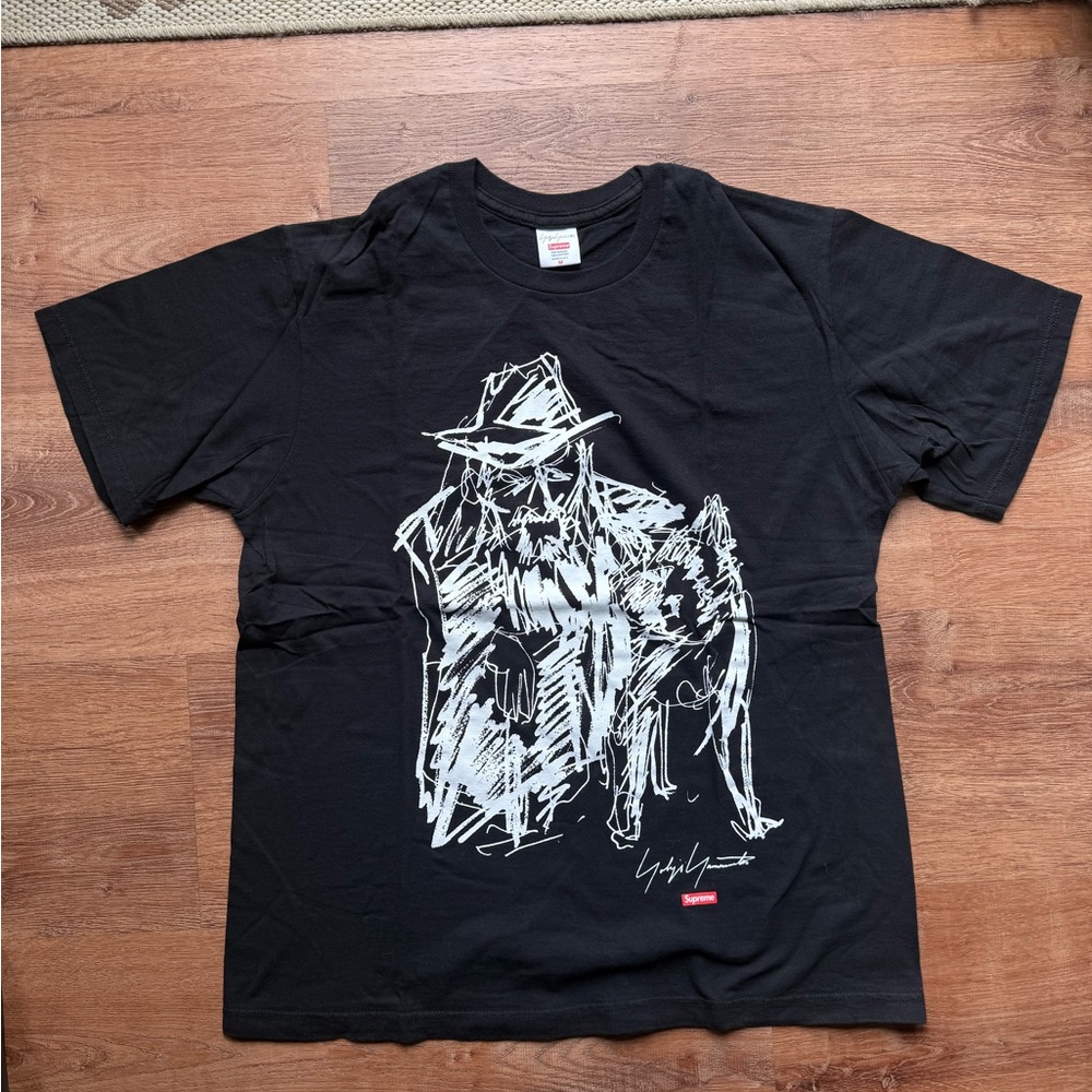 Supreme Black T-Shirt with White Sketch Graphic